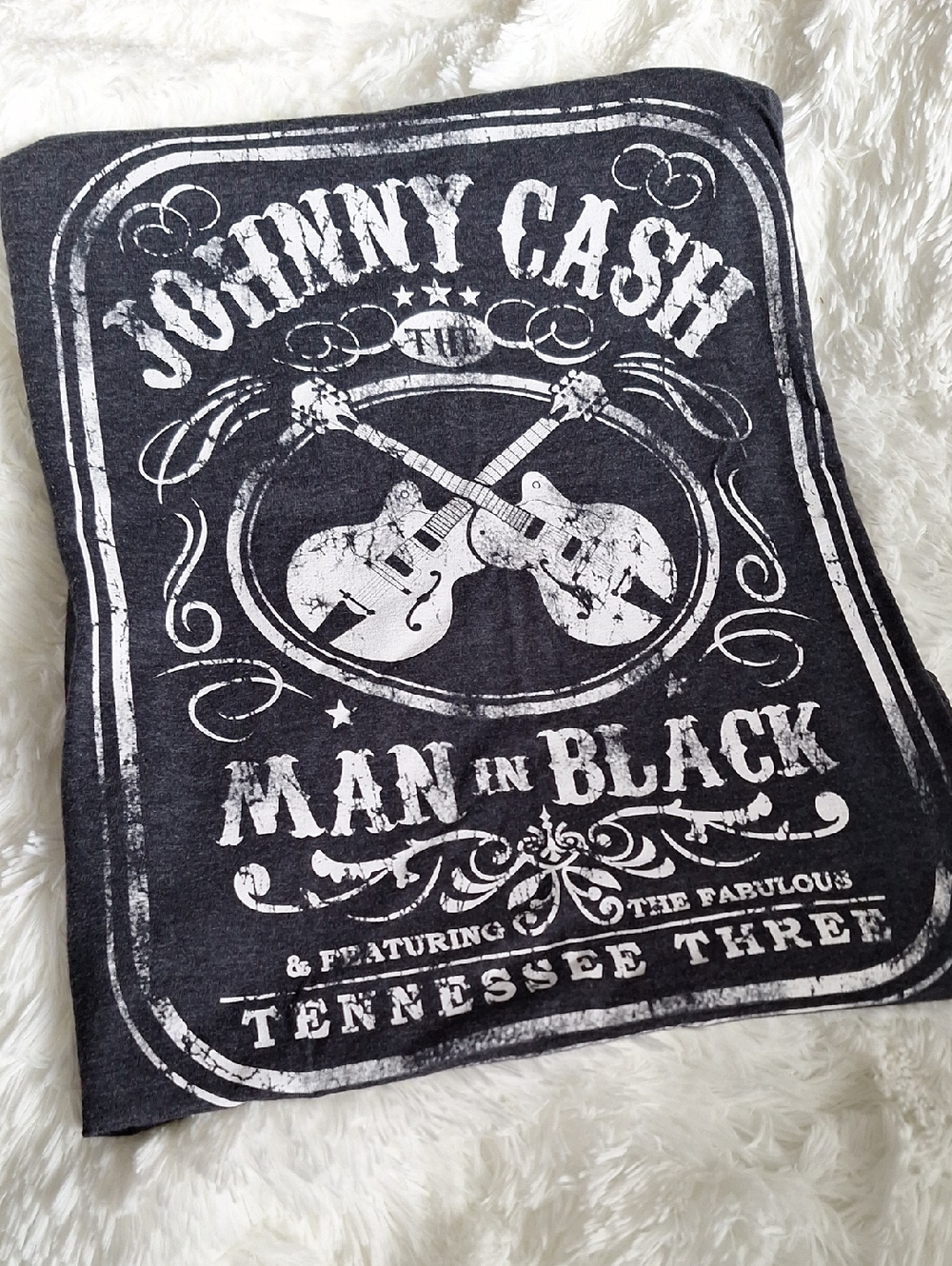 Men's Large Johnny Cash 'Man in Black' Graphic Short Sleeve Band T Shirt